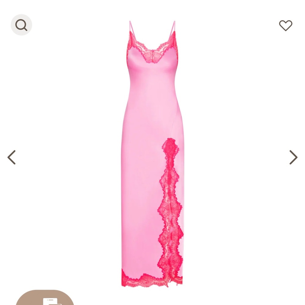 SKIMS Woven Shine Lace Long Dress. Size Small. Neon Orchid.